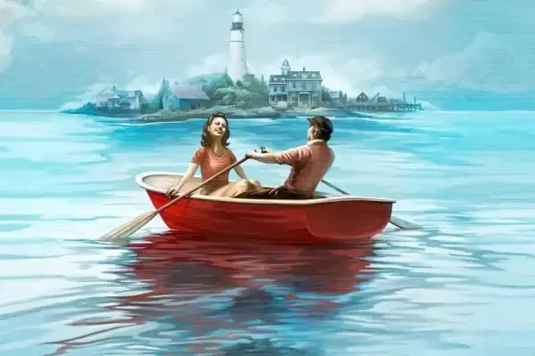 banner widown's bay imagen pareja con isla de miedo de fondo