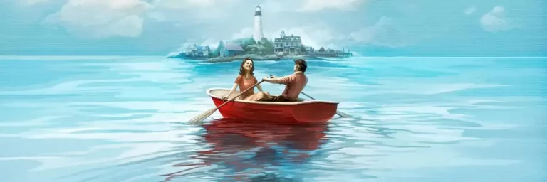 banner widown's bay imagen pareja con isla de miedo de fondo